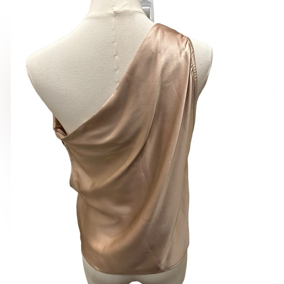 THE SEI NWT One Shoulder Cowl Neck Silk Camisole in Champagne Sz 0 - Picture 3 of 9